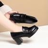 Escarpins Mary Jane à Talons Hauts Rétro Chaussures Simples pour Femmes à Découpe Profonde Talons Épais Mocassins Britanniques à Semelle Épaisse Chaussures en Cuir pour Mère Élégantes