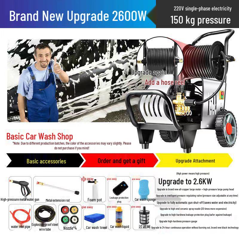 High-Pressure Hose Reel Car Wash Pump - Commercial & Home Use