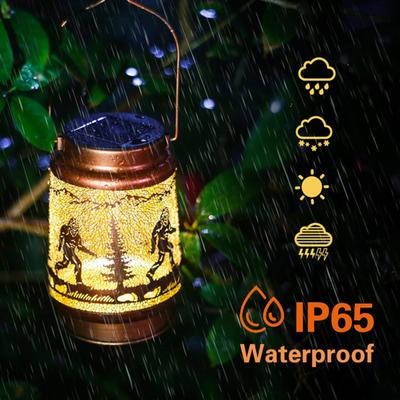 Sasquatch Solar Lantern Vintage Hollow Metal Waterproof Hanging Light Outdoor Garden