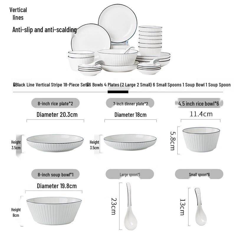 Ailan Huijia Minimalist Jingdezhen Ceramic 18-Piece Dinnerware Set
