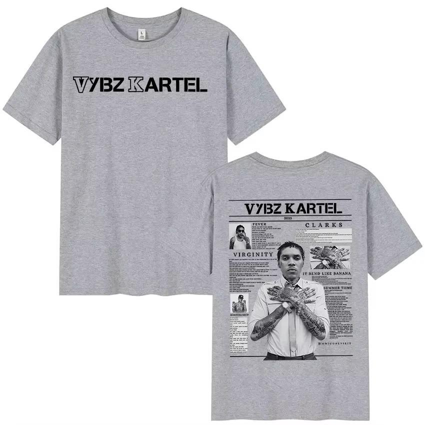 Y2K Fashion High Quality T-shirt Rapper Merch Vybz Kartel Tour 2026 Album TShirts Unisex Women Hip Hop Gothic Short Sleeve T Shirt