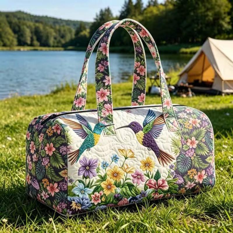 TEMU Quilted Travel Bag Fashion Print Womens Yoga Tote Gym