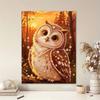 Golden Owl Pattern 5D Pearl Painting Kit with Frame DIY Sparkling Bead Canvas Art Relaxing Craft for Bedroom Decor Wall Art Ornament