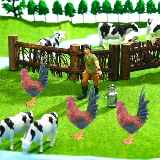 Farm Animal Rooster Figurine Miniature Simulation Poultry Animal Statue PVC Cock Model Prop Children Educational Toy Home Garden Decoration Gift