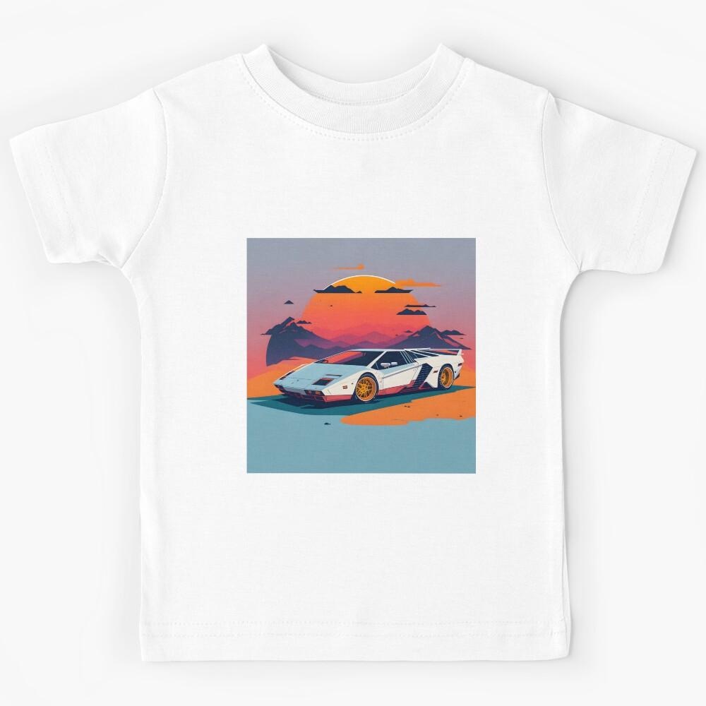 Sunset Cruise: Retro Vintage Sports Car in Captivating Splendor Kids T-Shirt 160