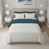Housse de couette bicolore en coton 57 fils 240x220 cm UNI blanc et bleu canard, par Soleil d'ocre