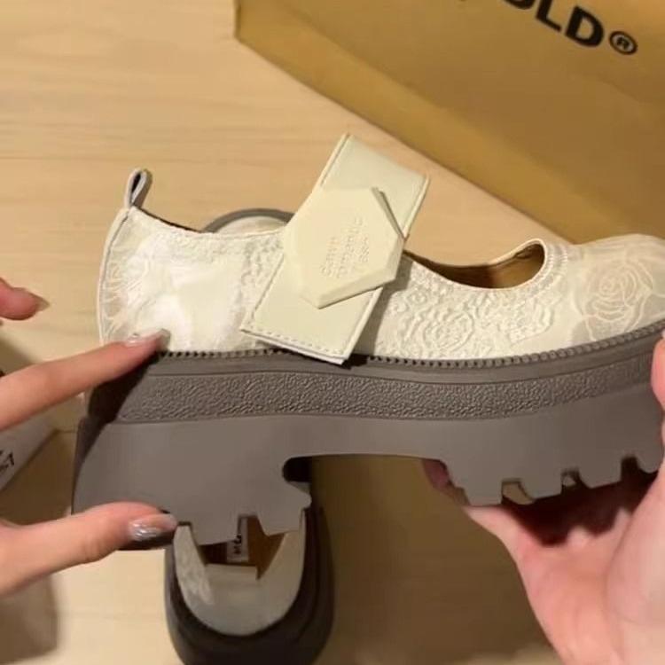 New Chinese Embroidery Black Mary Jane Shoes Women's Spring and Summer New Small Raise the Bottom with Skirt Pumps