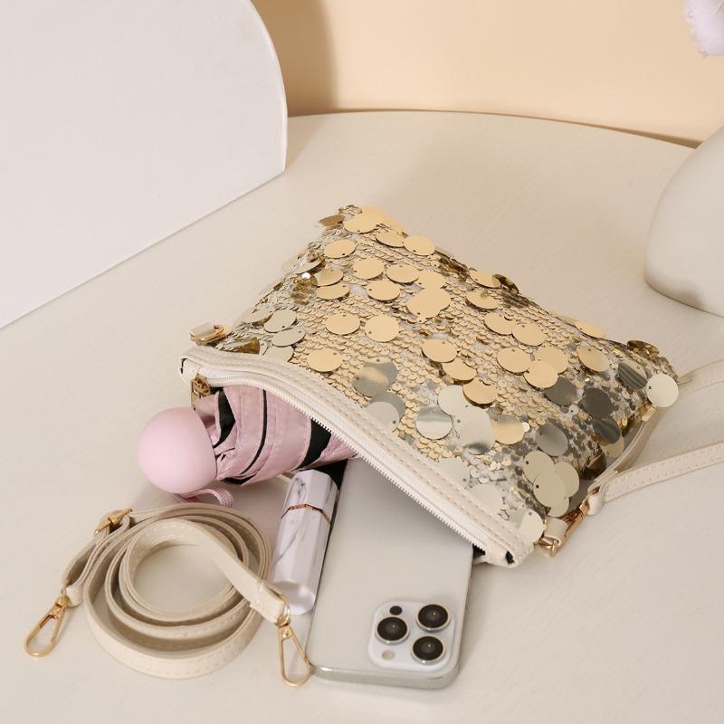 Crossbody bag, new sequined small square bag, fashionable and simple casual hand-held personalized commuter bag