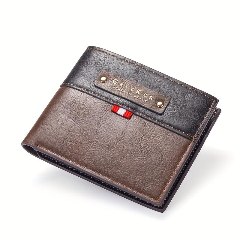 

Мужской винтажный повседневный кошелек бифолд, искусственная кожа с застежкой-молнией, подкладка из полиэстера, несколько отделений для карт, идеальный подарок для путешествий на открытом воздухе светло-коричневого