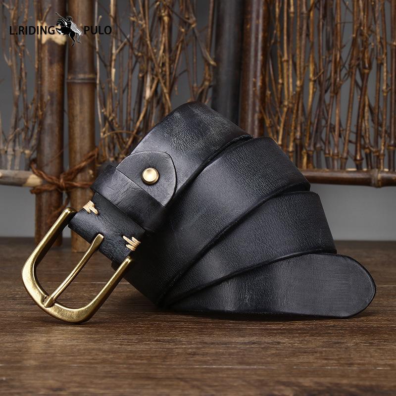 Copper Buckle Belt Men's Genuine Leather Pin Buckle Pure Cowhide Retro Versatile Korean Style Casual Belt