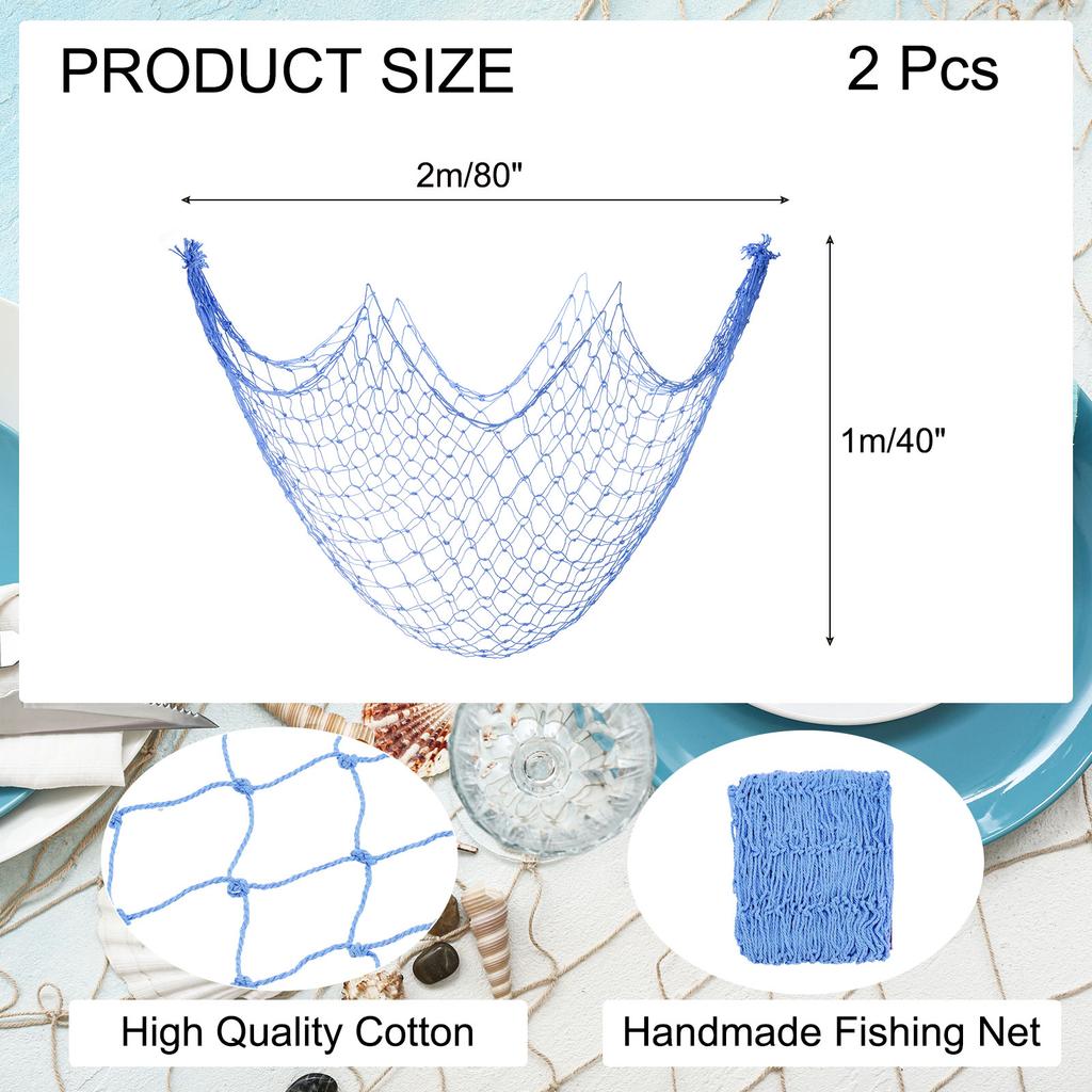 2pcs Fishing Net Wall Wall Photo Hanging Cotton Fish Net Ornament Studio Prop Room Home Decoration Stickers Themed Party 80x40"