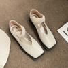 Fashion Flat Gothic Woman Footwear Square Toe Mary Jane Black Low Heel Elegant Flats Shoes For Women Fashion Leather Casual Luxury Brand