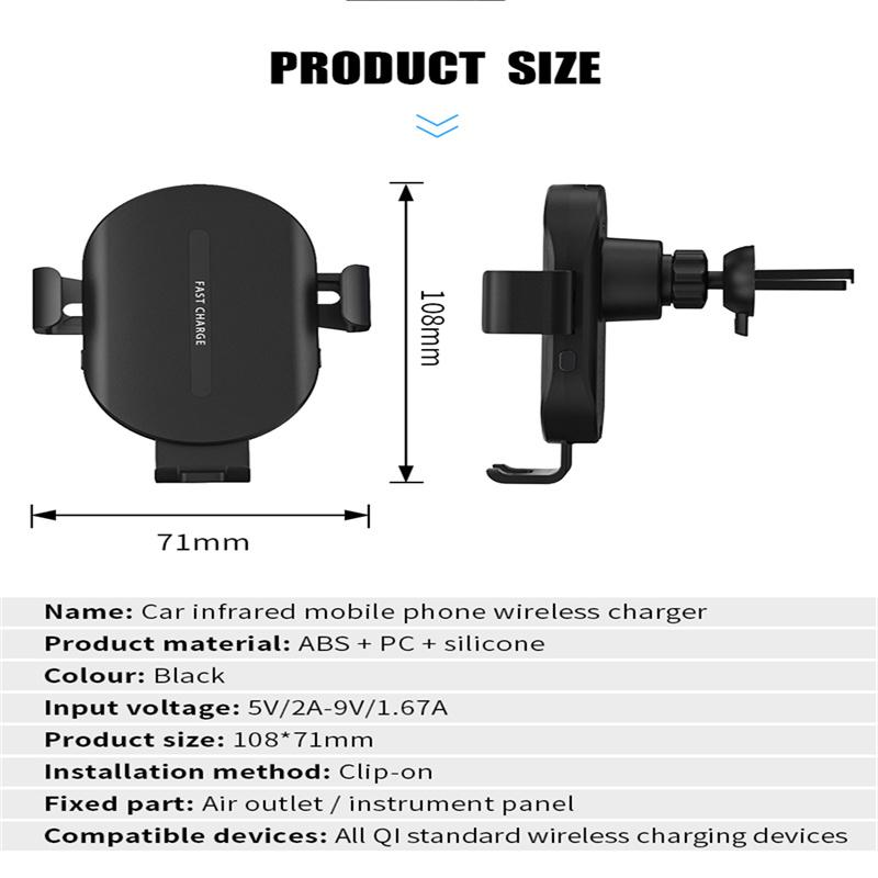 20W Wireless Car Charger Air Vent Mount Auto-Clamping Phone Holder Fast Charging