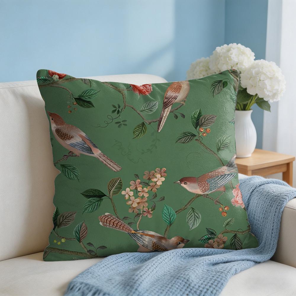 Lovely Bird Retro Cushion Cover Square Pillow Bedroom Sofa Leisure Comfort Living Room Home Decoration X