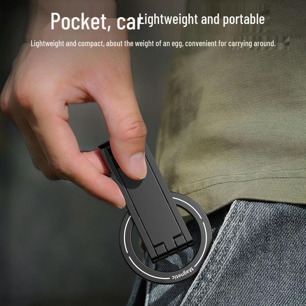 Multi-Functional Magnetic Phone Holder: Rotating, Folding Desktop & Handheld Selfie Stick Tripod for Portable Photography.