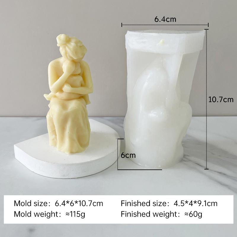 DIY Mother's Day Handmade Gifts Aroma Candle Silicone Mold Mother Holding Child Families Resin Plaster Ornament Molds