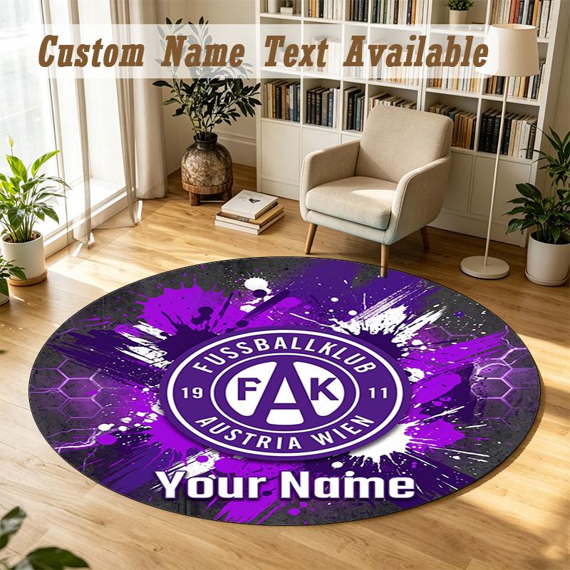 Round Rug Custom NameAustria Wien FC Pattern Non Slip Carpet Home Floor Decor