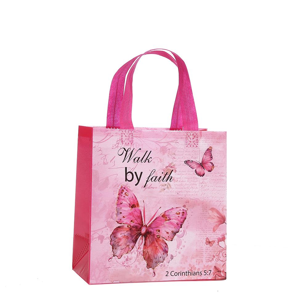 12/30pcs Butterfly Print Non Woven Tote Bags Laminated Waterproof Shopping Bags Reusable Gift Bags for Party Favor Packaging