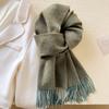 Womens White Wool Scarf Winter Warm Tassel Narrow Couple Style Student Fashion