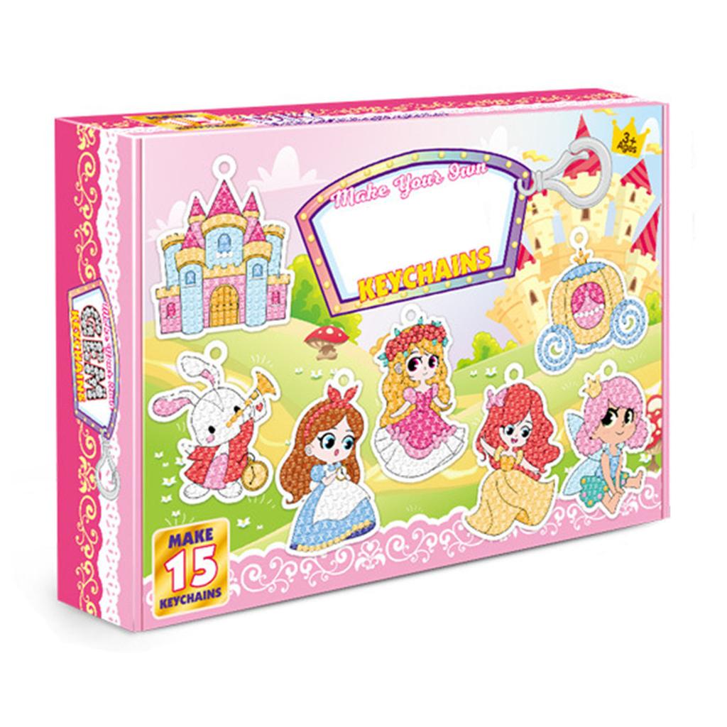 5D DIY Rhinestone Painting Keychain Set Cartoon Cute Rhinestone Painting Key Ring Ornament for Children