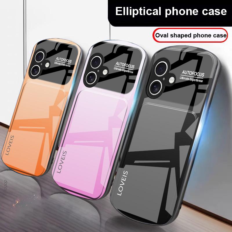 Połączenie fioletowo-niebieskie Dla iPhone 17 16 15 14 13 Plus 12 mini 11 Pro Max XR Xs Max X 7 8 6S 22 20 Eliptyczne szklane etui na telefon
