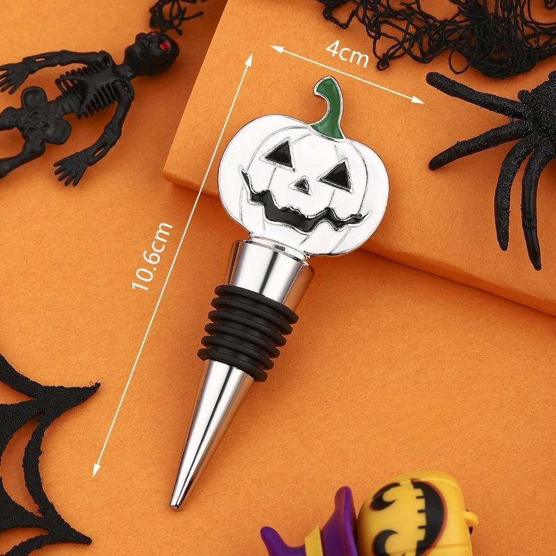 Halloween Wine Stopper In Pumpkin Shape, A Festive Gift, Zinc Alloy Wine Bottle Stopper for Preservation and Sealing