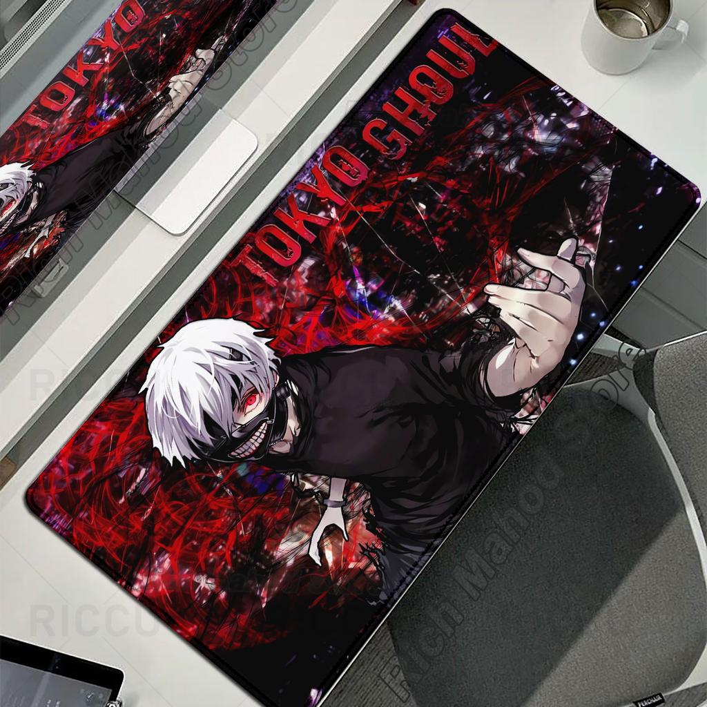 Black White Anime Desk Mat Tokyo Ghoul Mousepad Kaneki Ken Computer Gamer Non-slip Mouse Pad HD XXL PC Keyboard Desk Pad Playpad