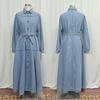 Turkish Women's Denim Dress: Casual Loose Fit Lantern Sleeve Patchwork
