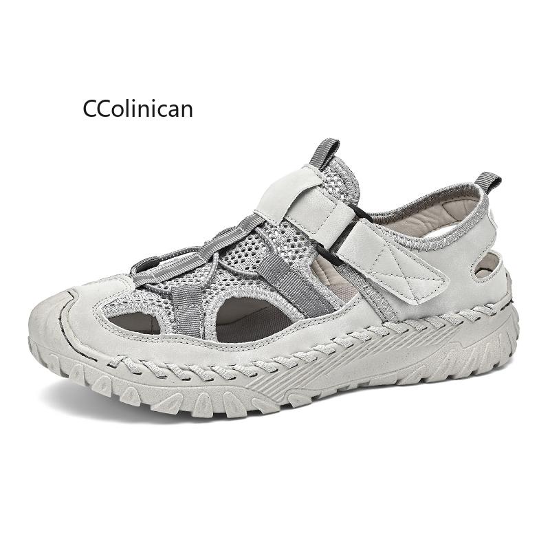 Hot Summer Men Breathable Casual Sandals Thick Base Fashion Trendy Outdoor Comfortable Beach Shoes Anti-Slip Hole Plus Size