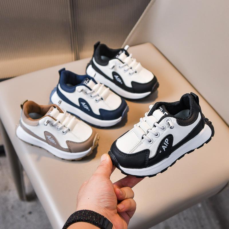 Kids Soft Sole Chunky Sneakers Leather Non Slip Casual Shoes For Boys And Girls Lightweight Comfortable Daily Wear
