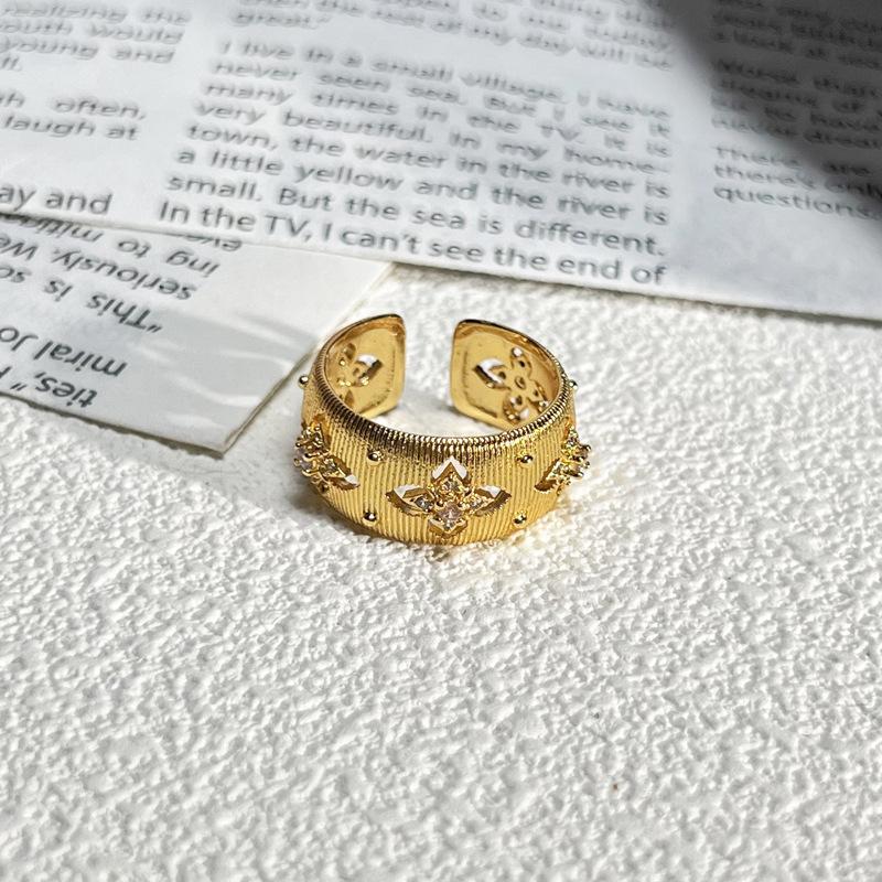 2026 Court Style Retro Heavy Industry Geometric Irregular Brushed Open Ring Women Ins Light Luxury Fashion Exquisite Index Finger Ring