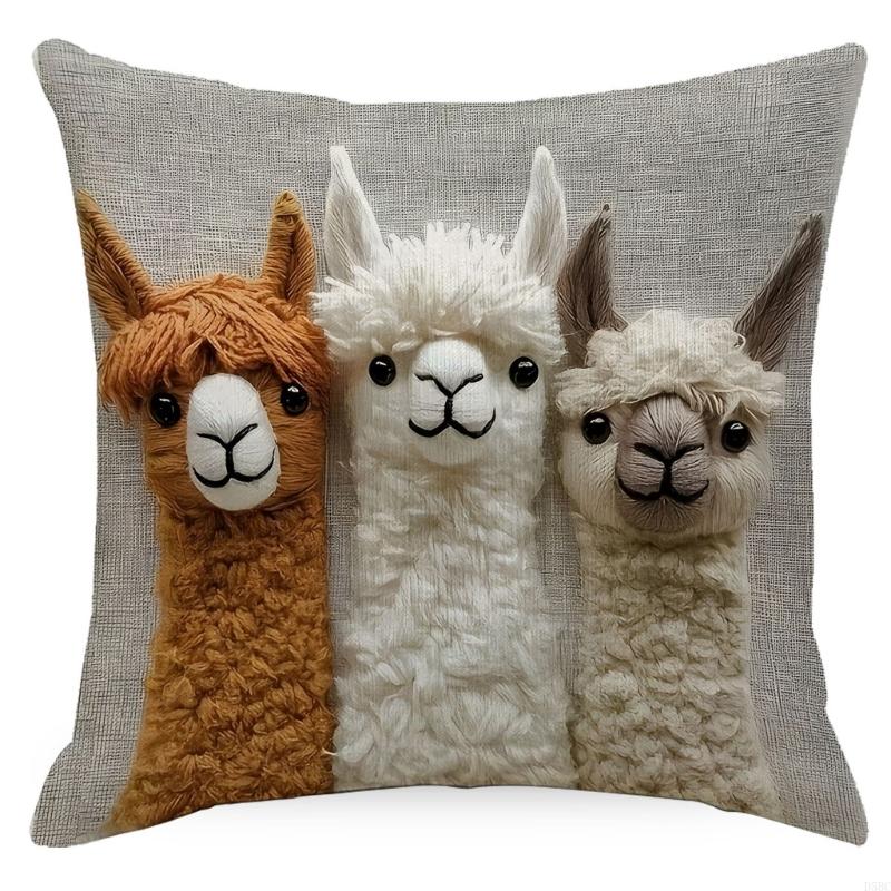 Наволочка с альпаками Прочная льняная ткань Машинная стирка Декор