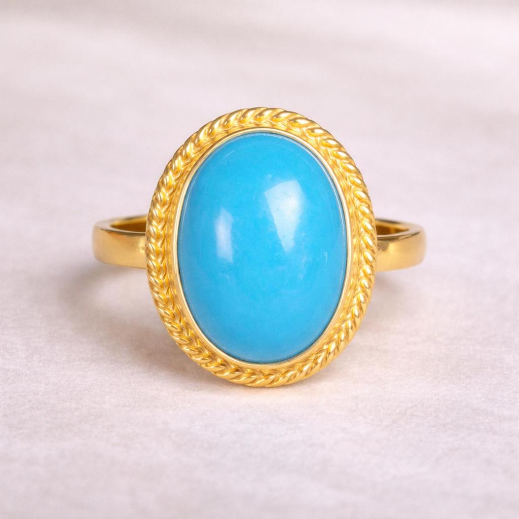 Blue Turquoise Ring, 925 Sterling Silver Jewelry, Minimalist Gold Fill Statement Ring, Handmade Promise Ring