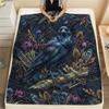 Flower Border Crow Spider Bat Print Flannel Blanket High Quality Comfortable for All Seasons Home Decor Warmth and Comfort Perfect for Christmas Gifts
