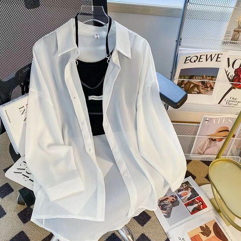 Summer Chiffon Sun Protection Shirt for Women Long Sleeved Korean Loose Mid-length UV Resistant Outer Layer Thin Cardigan