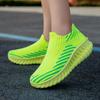 Green Platform Knit Sneakers Men Women Trainers Breathable Socks Men's Running Shoes Comfortable Slip-on Women's Sports Shoes
