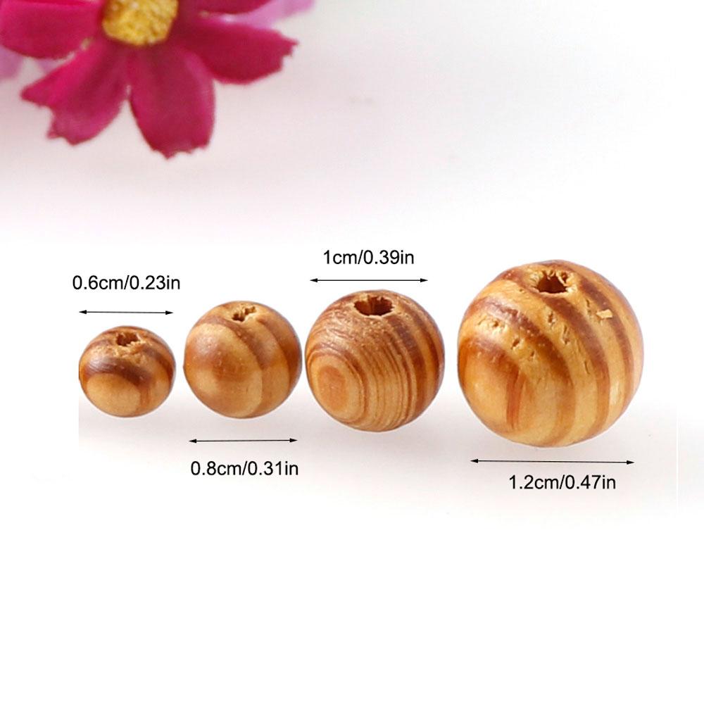 300Pcs Natural Painted Round Wood Beads Pine Spacer Beads Bracelet Clothes Decoration Jewelry Making