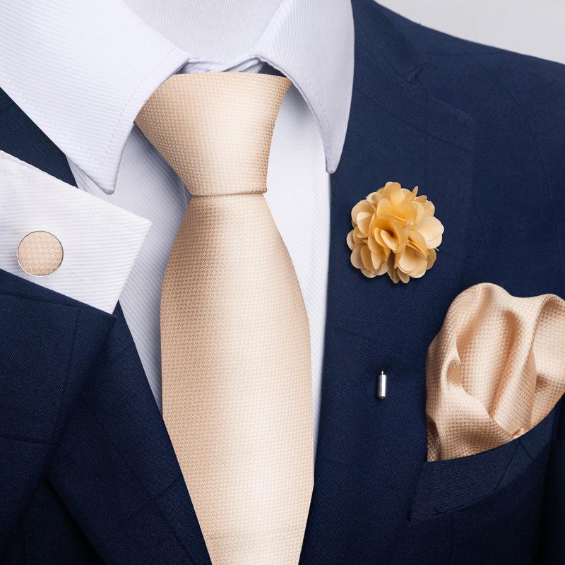 Men'S Tie Suit Pocket Towel Suit 8Cm Polyester Jacquard Business Dress Tie Men