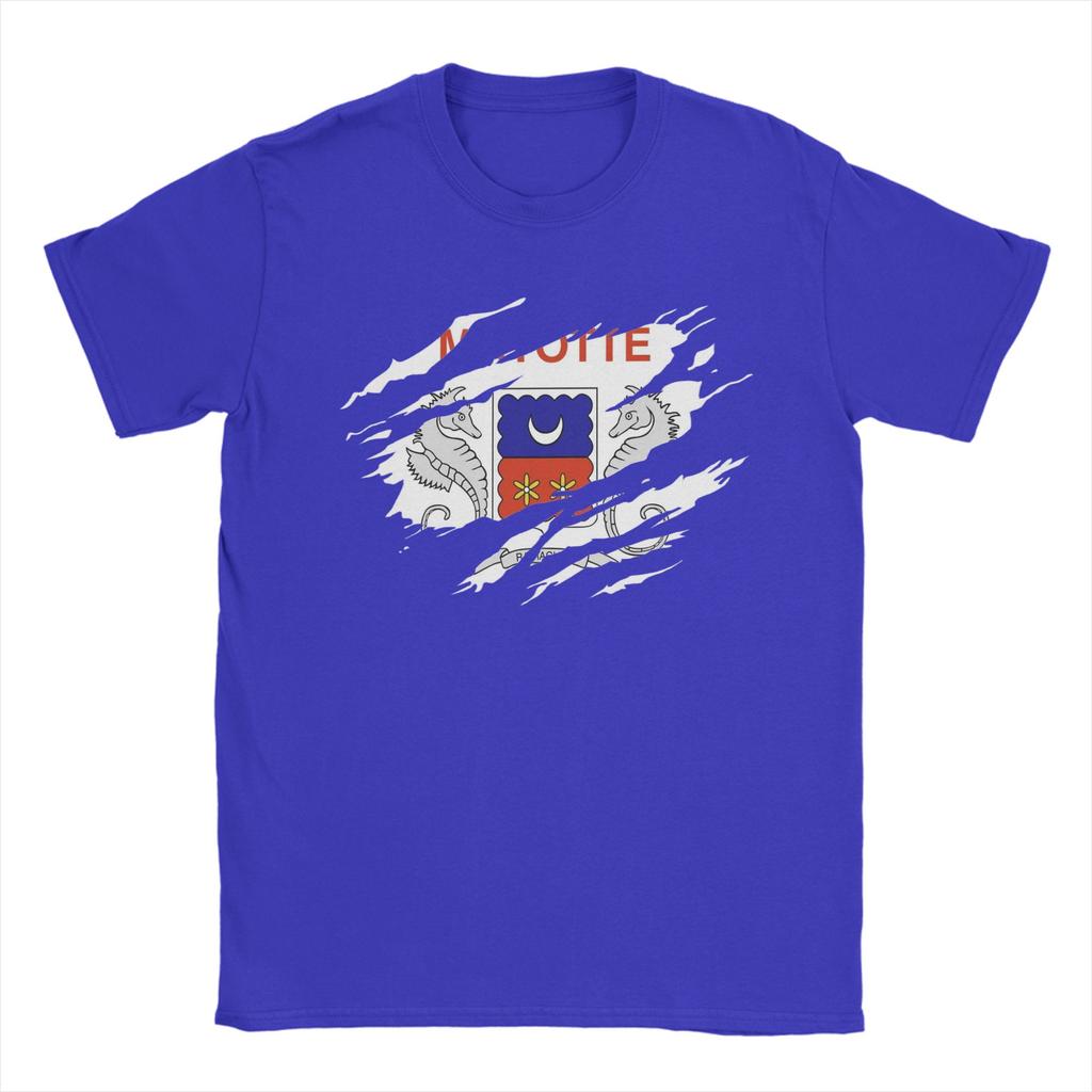 Mayotte Flagge T-Shirts Unisex 100% Baumwolle Neuheit T-Shirt Rundhals T-Shirts Kurzarm Kleidung Bedruckt