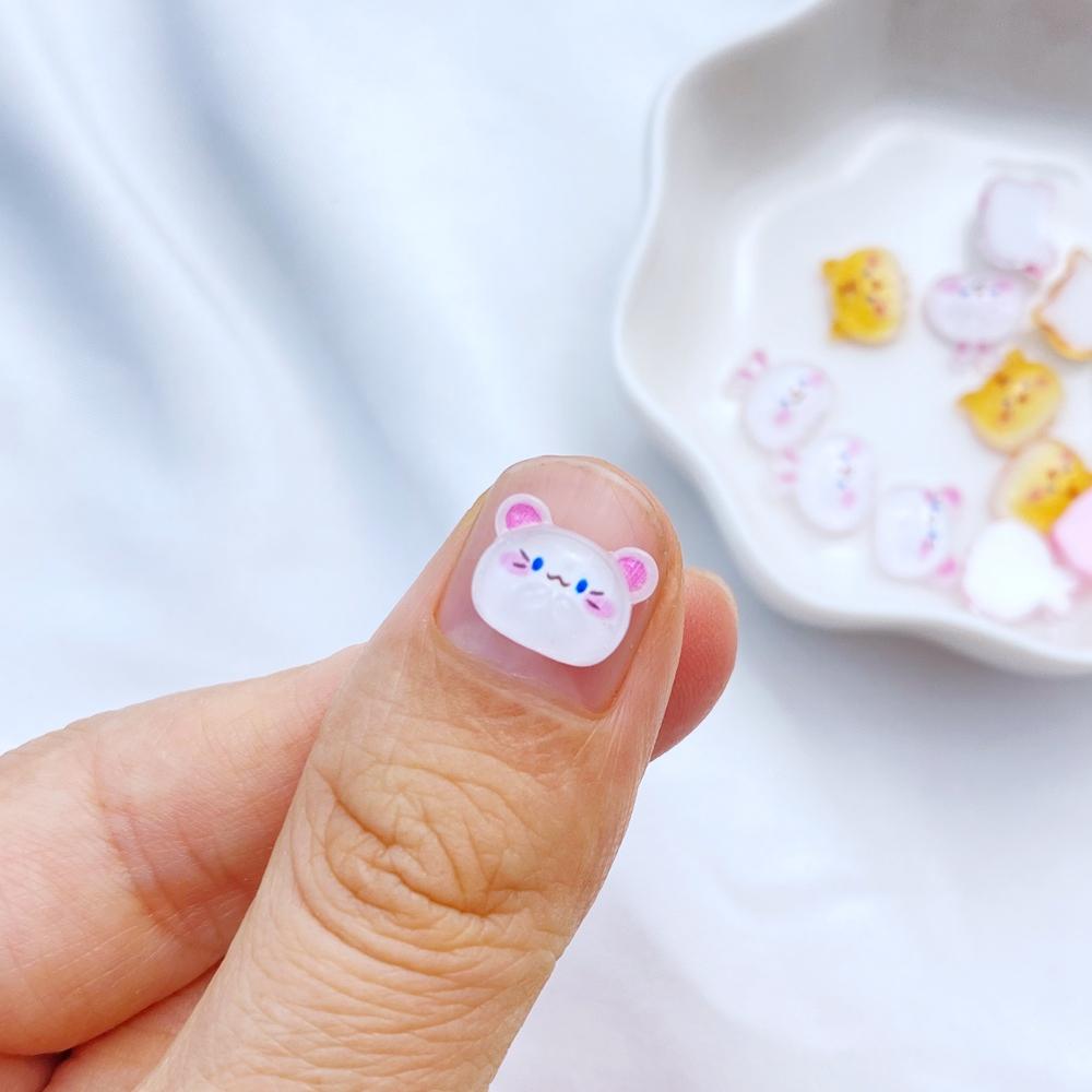 50Pcs New Cute Resin Mini Little Rabbit, Tiger, Cat, Pig Series Flat Back Manicure Parts Embellishments For Hair Bows Accessorie
