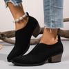 Schwarze Stiefeletten, schwarze Plateau-Spitzenschuhe, kleine Lederschuhe im britischen Stil, dicker Absatz.