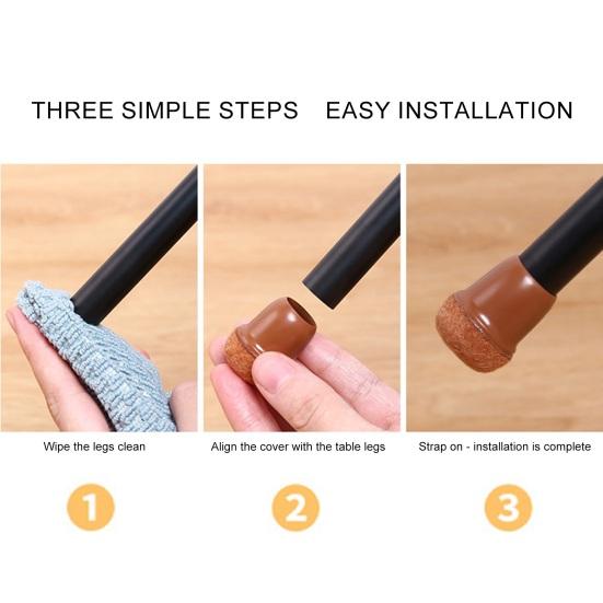 8Pcs Chair Leg Cover Floor Protector with Felt Pad Clear Noise Reduction Scratch Protection Round Square Hardwood Tile Floor Furniture Feet Cover Kit