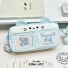 Pencil Case Adorable Cat Ear Design Large Capacity Pixel Music Themed Portable Stationery Organizer for Kids Daily Use