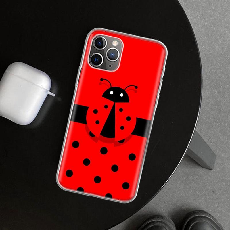 Insect Seven-Star ladybug Phone Case Cover for iPhone 11 12 13 Mini 14 15 Plus 16 Pro Max 17 Air 7 8 + SE Art Customized Fundas