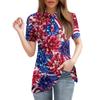 Women's Fashion Casual Lapel Short Sleeve Print Shirt Women's Button Up Tops