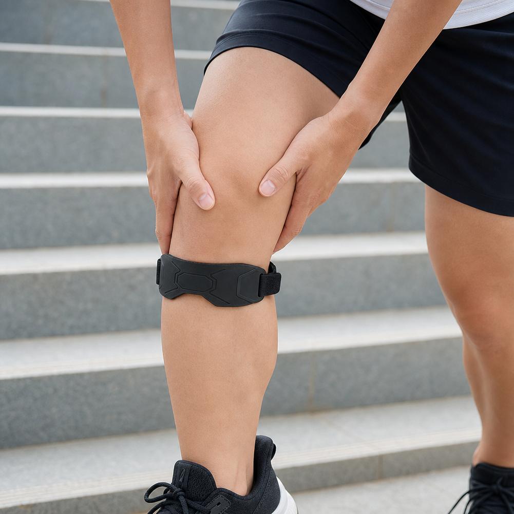 1 Pair Adjustable Patella Knee Strap Silicone Support Band for Pain Relief Breathable Sports Knee Brace for Running/Basketball/Fitness