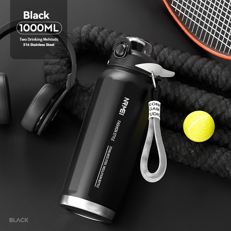 Stainless Steel Large Capacity Vacuum Flasks Ultralight Portable Outdoor Cycling Students Military Training Sports Water Bottle 1000ml