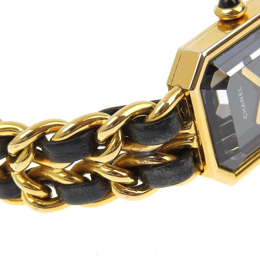 Chanel Premiere L Watches blackDial Plated Gold/leather Quartz Analog Display Women Used