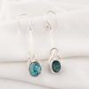 Blue Copper Turquoise Handmade Gemstone Earrings, 925 Solid Sterling Silver Earrings Dainty Silver Jewelry, For Engagement Gift