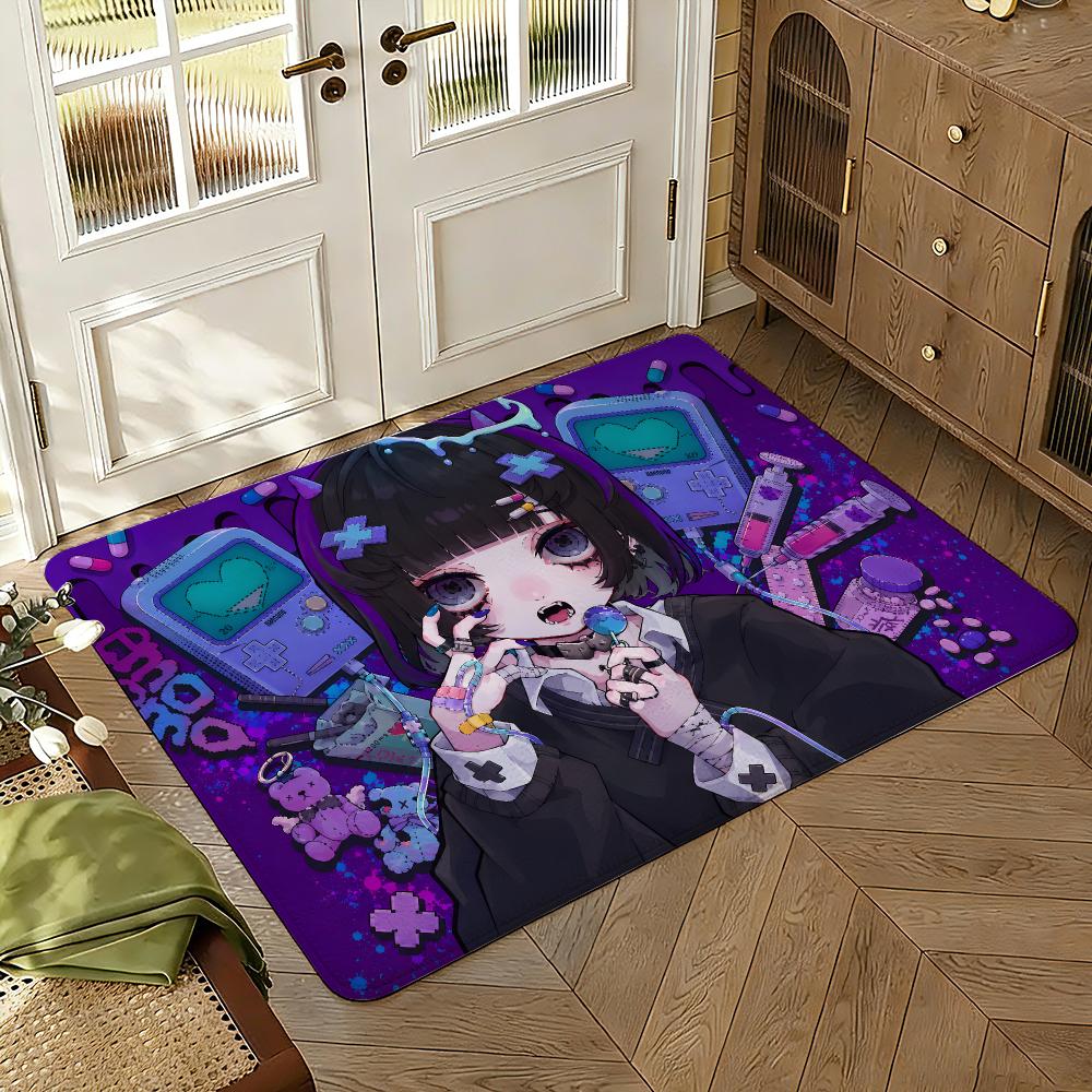 Cute Jirai Kei Floor Mat Soft Thickened Absorbent Non-Slip Bedroom Living Room Door Mat Home Decor Flannel Rugs